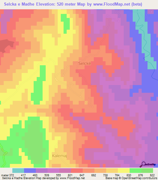 Selcka e Madhe,Albania Elevation Map