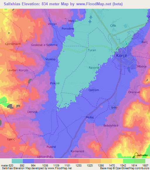 Sallxhias,Albania Elevation Map