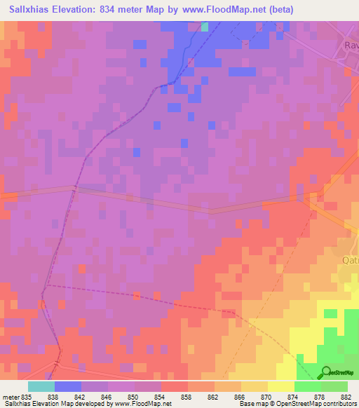 Sallxhias,Albania Elevation Map