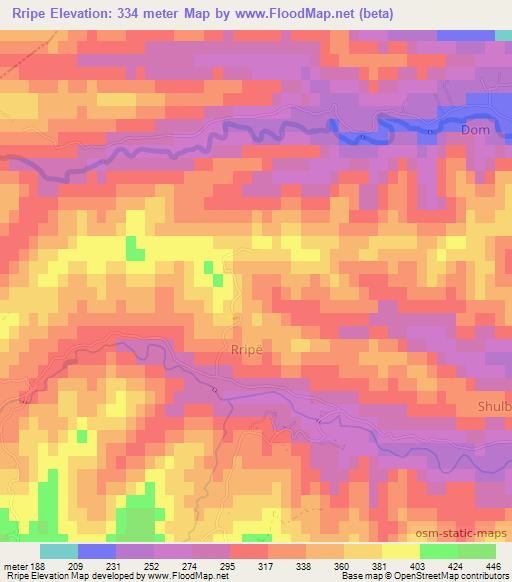 Rripe,Albania Elevation Map