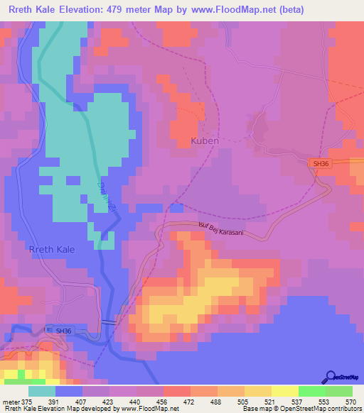 Rreth Kale,Albania Elevation Map