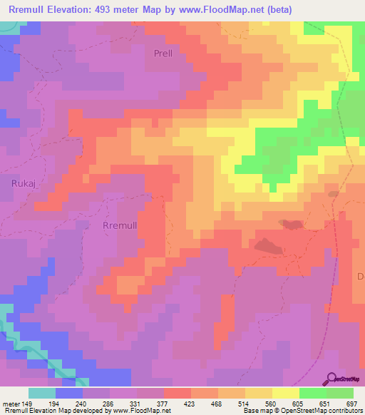 Rremull,Albania Elevation Map