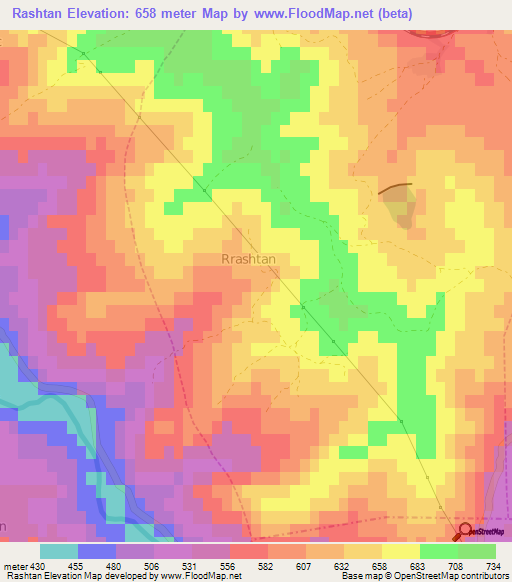 Rashtan,Albania Elevation Map