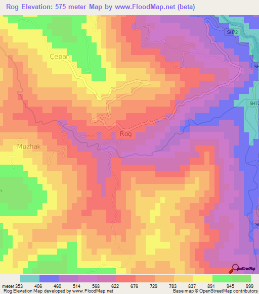 Rog,Albania Elevation Map