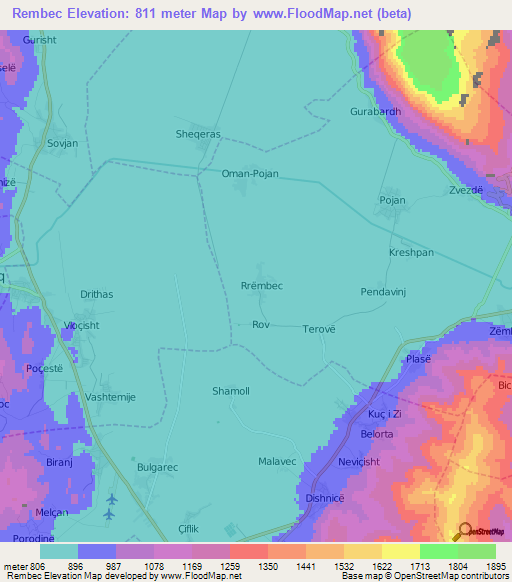 Rembec,Albania Elevation Map