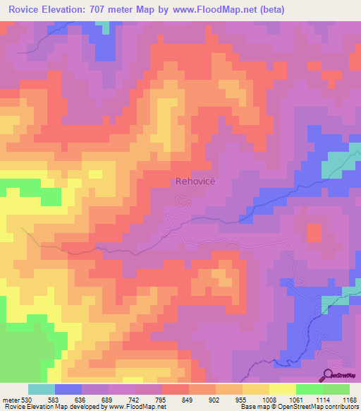 Rovice,Albania Elevation Map