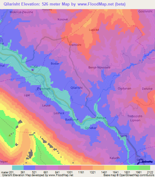 Qilarisht,Albania Elevation Map