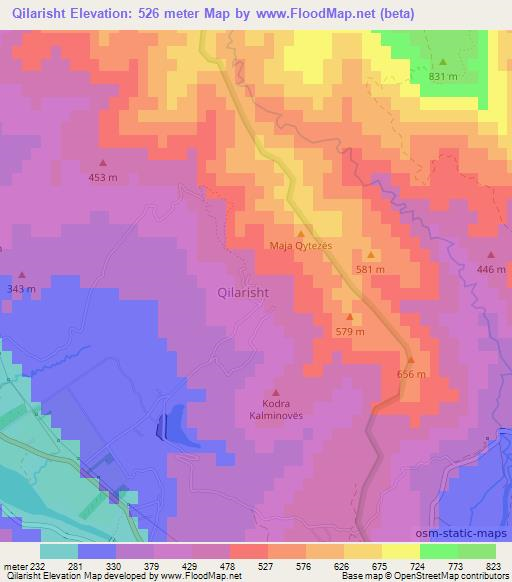 Qilarisht,Albania Elevation Map