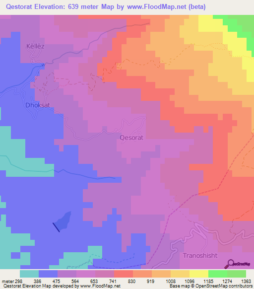 Qestorat,Albania Elevation Map