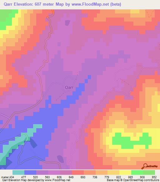 Qarr,Albania Elevation Map