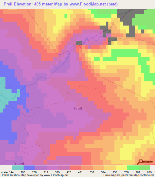 Prell,Albania Elevation Map