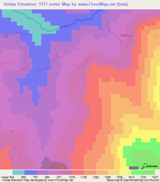 Holtas,Albania Elevation Map