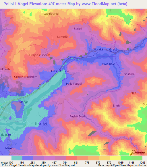 Polisi i Vogel,Albania Elevation Map