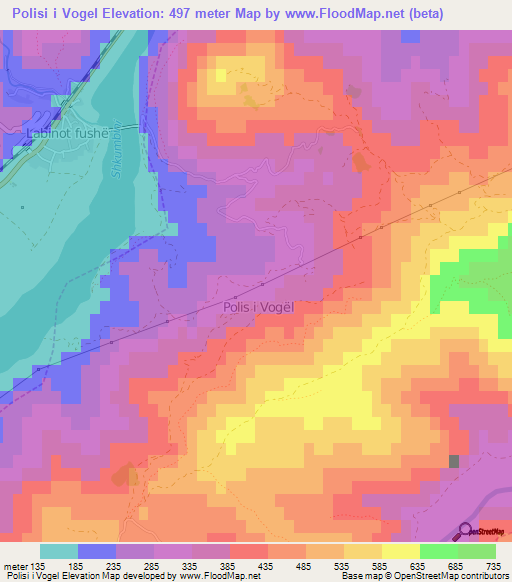 Polisi i Vogel,Albania Elevation Map