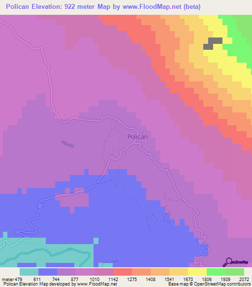 Polican,Albania Elevation Map