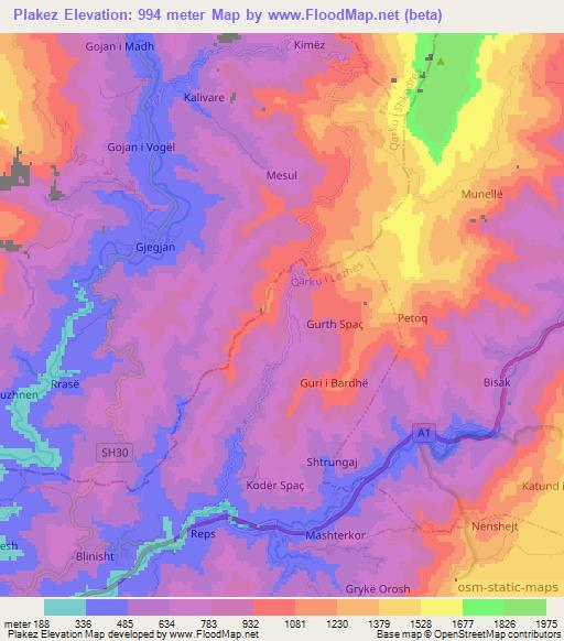 Plakez,Albania Elevation Map