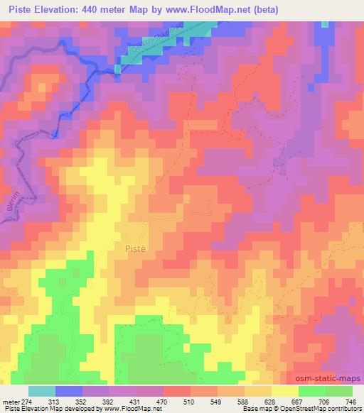 Piste,Albania Elevation Map