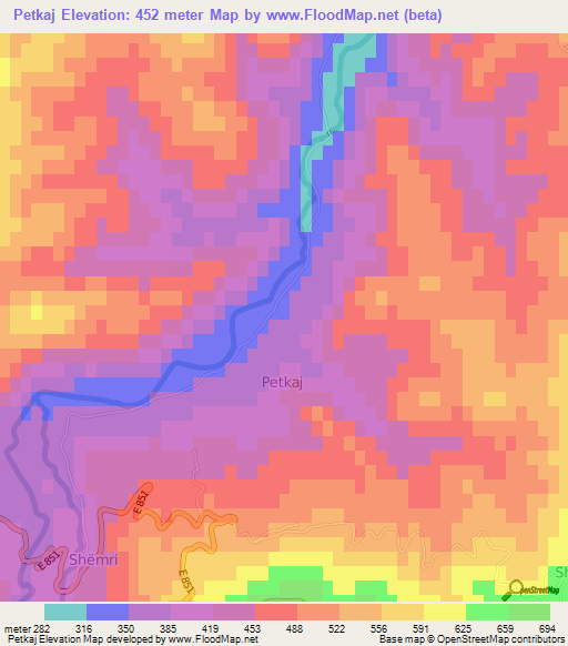 Petkaj,Albania Elevation Map