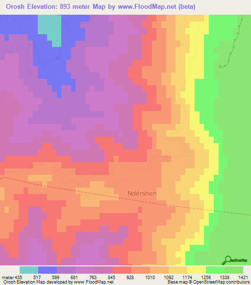 Orosh,Albania Elevation Map