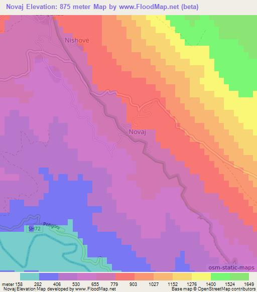 Novaj,Albania Elevation Map