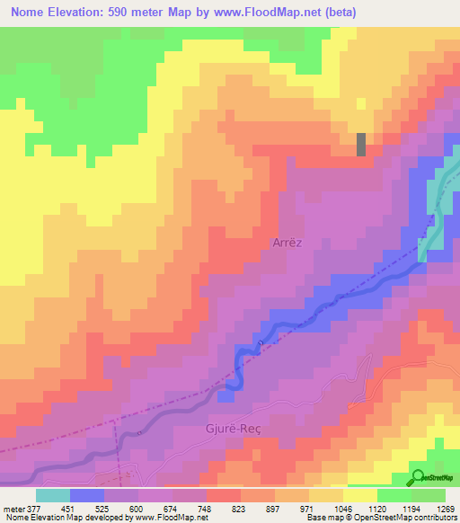 Nome,Albania Elevation Map