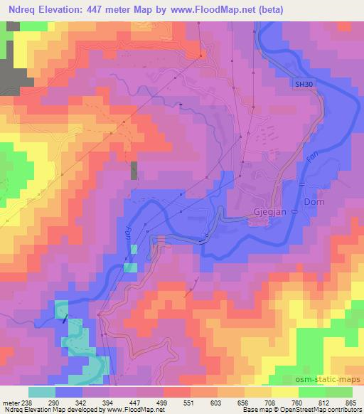 Ndreq,Albania Elevation Map