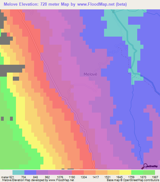 Melove,Albania Elevation Map