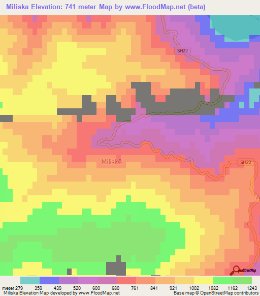 Miliska,Albania Elevation Map