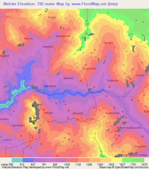 Melcke,Albania Elevation Map