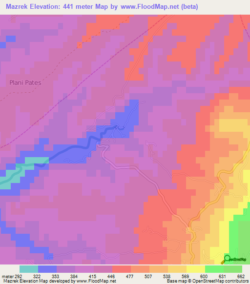 Mazrek,Albania Elevation Map