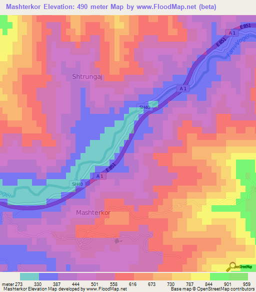 Mashterkor,Albania Elevation Map