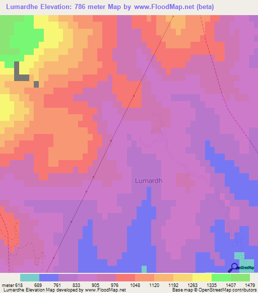 Lumardhe,Albania Elevation Map