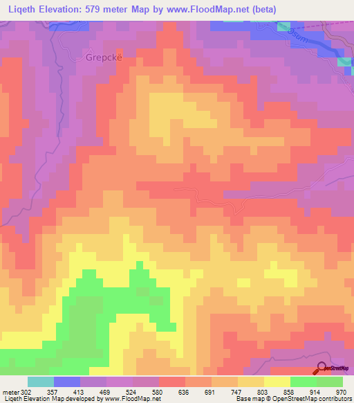 Liqeth,Albania Elevation Map