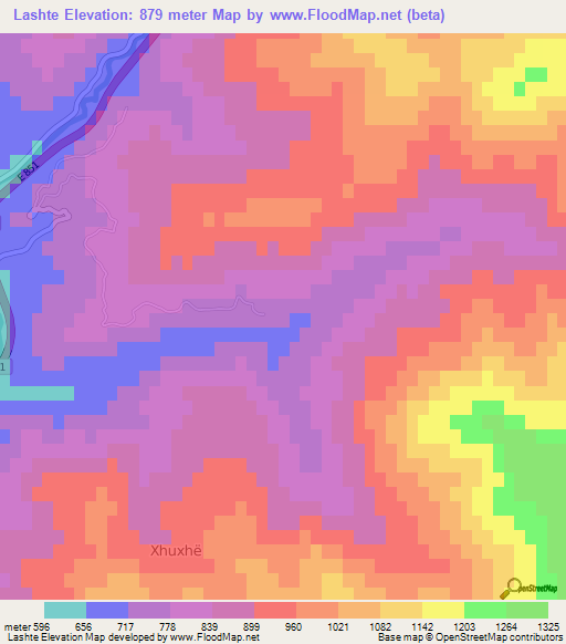 Lashte,Albania Elevation Map