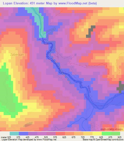 Lopan,Albania Elevation Map