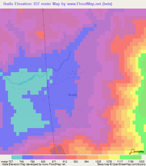 Iballe,Albania Elevation Map