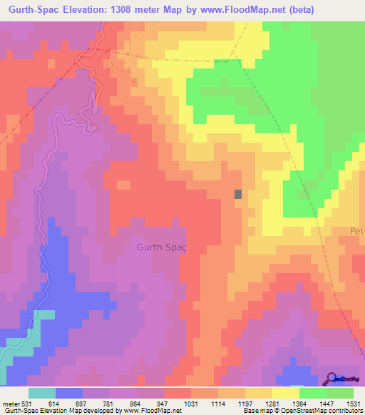 Gurth-Spac,Albania Elevation Map