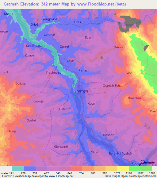 Gramsh,Albania Elevation Map