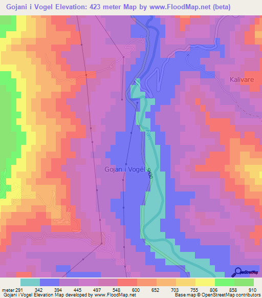 Gojani i Vogel,Albania Elevation Map