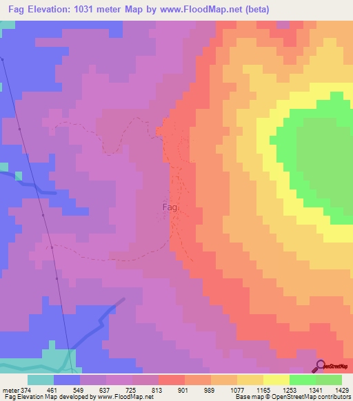 Fag,Albania Elevation Map