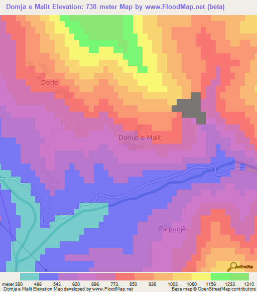 Domja e Malit,Albania Elevation Map