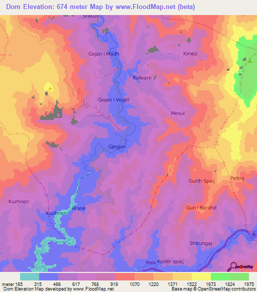 Dom,Albania Elevation Map