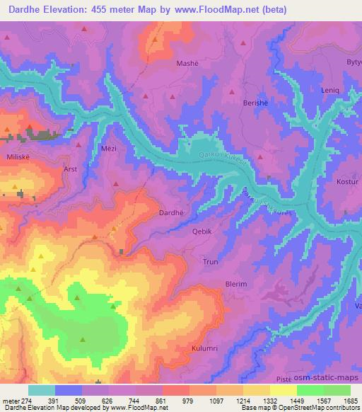 Dardhe,Albania Elevation Map