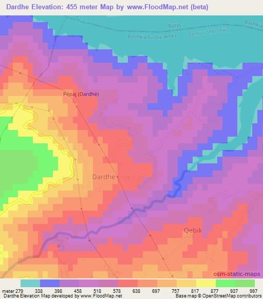 Dardhe,Albania Elevation Map