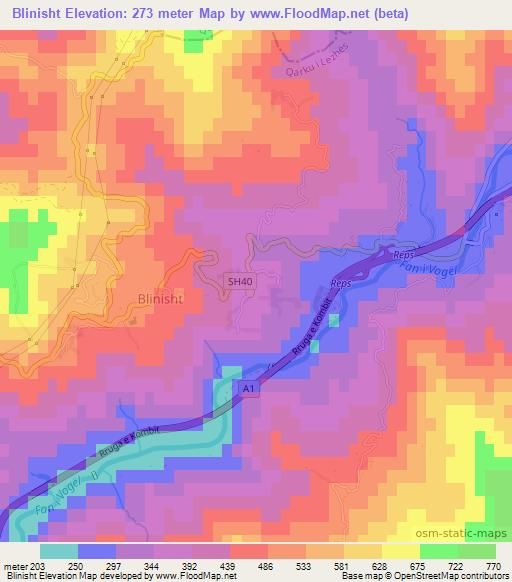 Blinisht,Albania Elevation Map