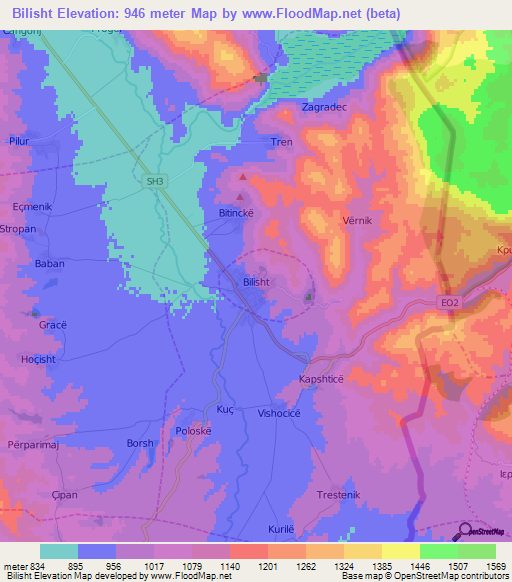 Bilisht,Albania Elevation Map