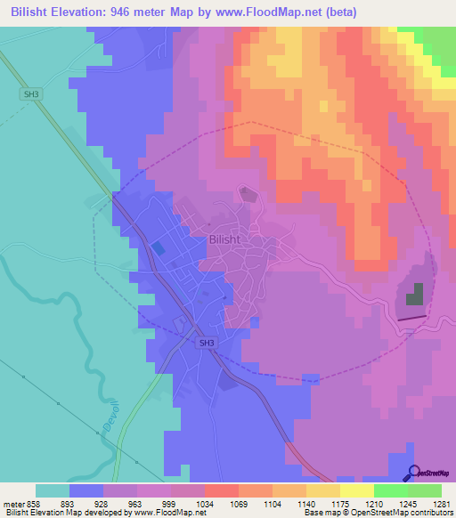 Bilisht,Albania Elevation Map