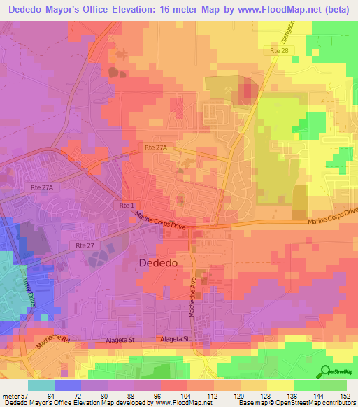 Dededo Mayor's Office,Guam Elevation Map