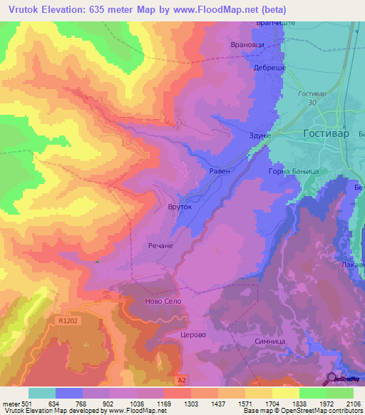 Vrutok,Macedonia Elevation Map