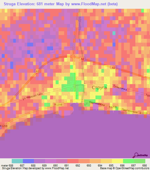 Struga,Macedonia Elevation Map